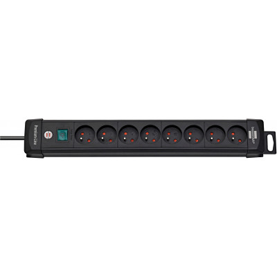 Multiprise Premium Plus 8 prises avec interrupteur, noire, 3m H05VV-F 3G1,5 - Brennenstuhl | 1156001068