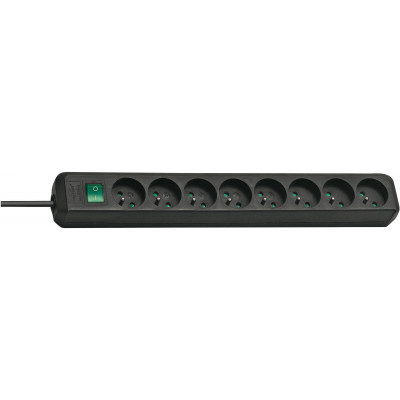 Multiprise Eco-Line 8 prises avec interrupteur, noire, 3m H05VV-F 3G1,5 - Brennenstuhl | 1159301018