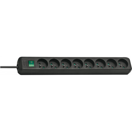 Multiprise Eco-Line 8 prises avec interrupteur, noire, 3m H05VV-F 3G1,5 - Brennenstuhl | 1159301018