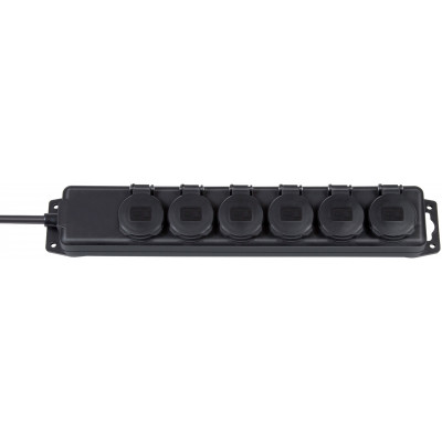 Multiprise IP44 6 prises, 2m H07RN-F 3G1,5, noire - Brennenstuhl | 1159971