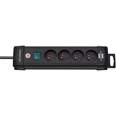 Multiprise Premium Plus 4 prises avec interrupteur, noire, 1,8m H05VV-F 3G1,5 - Brennenstuhl | 1390001064