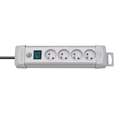Multiprise Premium Plus 4 prises avec interrupteur, grise, 1,8m H05VV-F 3G1,5 - Brennenstuhl | 1390551064