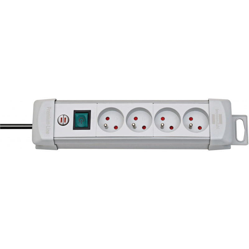 Multiprise Premium Plus 4 prises avec interrupteur, grise, 1,8m H05VV-F 3G1,5 - Brennenstuhl | 1390551064