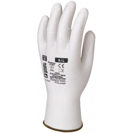 Gants EUROCUT 6810, HDPA blanc, enduction palmaire en PU blanc, J13 - COVERGUARD | MO6810
