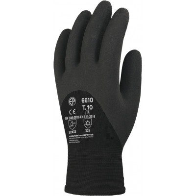 Gants EUROWINTER 6610 polyester noir, enduction 3/4 mousse latex noir - COVERGUARD | MO6610