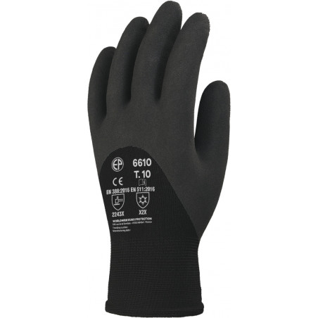 Gants EUROWINTER 6610 polyester noir, enduction 3/4 mousse latex noir - COVERGUARD | MO6610