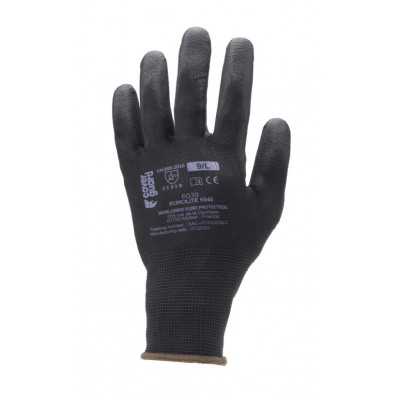 Gants EUROLITE 6040 polyester noir J13 paume enduite PU noir - COVERGUARD | MO6040
