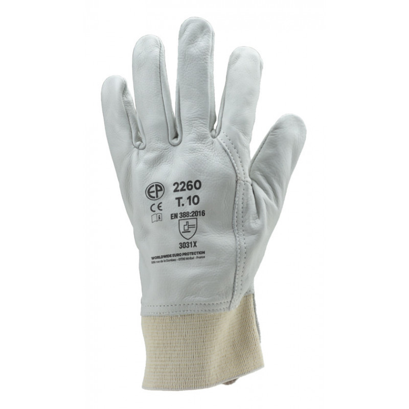 Gants maîtrise EUROSTRONG 2260 fleur vachette, poignet tricot, protège artère - COVERGUARD | MO2260