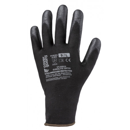 Lot 5 paires EUROLITE 13P110 polyester noir J13 paume enduite PU noir - COVERGUARD | 1PUBB5P