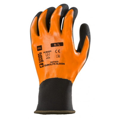 Gants EUROLITE SL555N polyester enduit nitrile main total + sandy paume - COVERGUARD | 1NIFB