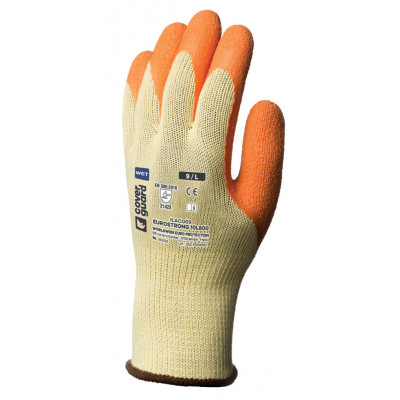 Gants EUROSTRONG 10L800 polyester J10 paume latex orange adhérisé - COVERGUARD | 1LACO0P