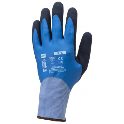 Gants EUROLITE L300 polyamide bleu, J15, double enduction totale latex lisse et sandy paume - COVERGUARD | 1LACC00