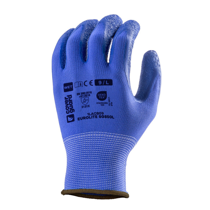 Gants EUROSTRONG SG850L J13 polyester bleu, paume enduite latex bleu - COVERGUARD | 1LACB