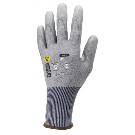 Gants EUROCUT P313 CUT C. HPPE J13 gris paume enduite PU gris - extra confort - COVERGUARD | 1CUPC00