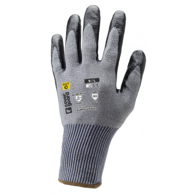 Gants EUROCUT N313 CUT C. HPPE J13 gris paume enduite nitrile lisse noir - extra confort - COVERGUARD | 1CUNS00