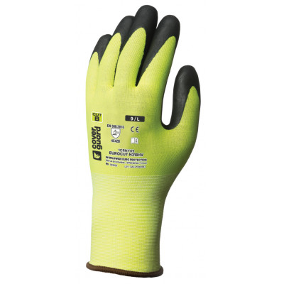 Gants EUROCUT N318HV cut B. HPPE J18 jaune paume nitrile - COVERGUARD | 1CRNY