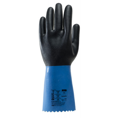 Gants EUROCHEM NE530, neoprene noir sur support coton, 0.90mm, 35cm - COVERGUARD | 1CHNE30