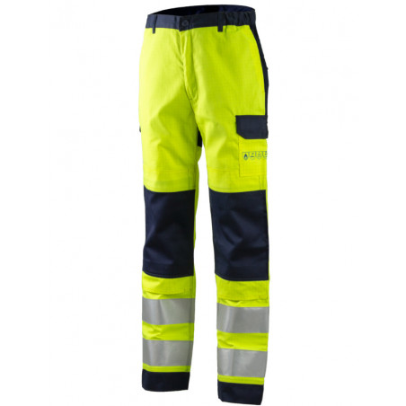 Pantalon - THOR - 78% Coton/20% Polyester/2% Fibre antistatique 300g/m2 + Bandes - Jaune HV/marine - COVERGUARD | 8MTHTY
