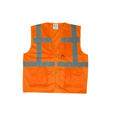 Gilet de sécurité - YARD - 100% PES + zippé multipoches + 4 bandes (sous cavalier) - Orange HV - COVERGUARD | 7YGMO