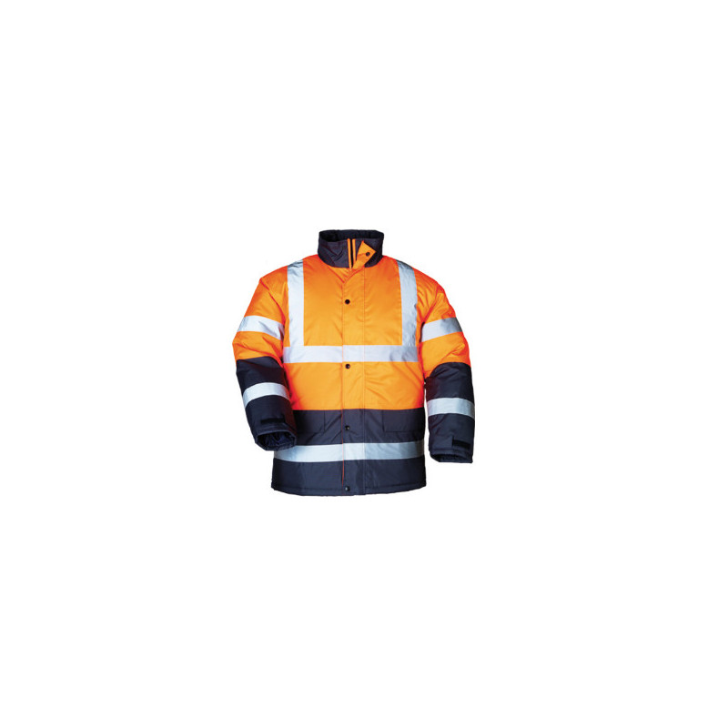 Parka - ROADWAY - 300D Oxford 100% PES enduit PU + Matelassage 140g/m2 - Orange HV/Marine - COVERGUARD | 7ROAO