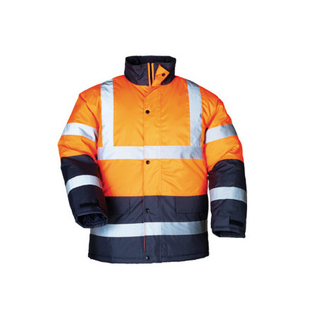 Parka - ROADWAY - 300D Oxford 100% PES enduit PU + Matelassage 140g/m2 - Orange HV/Marine - COVERGUARD | 7ROAO