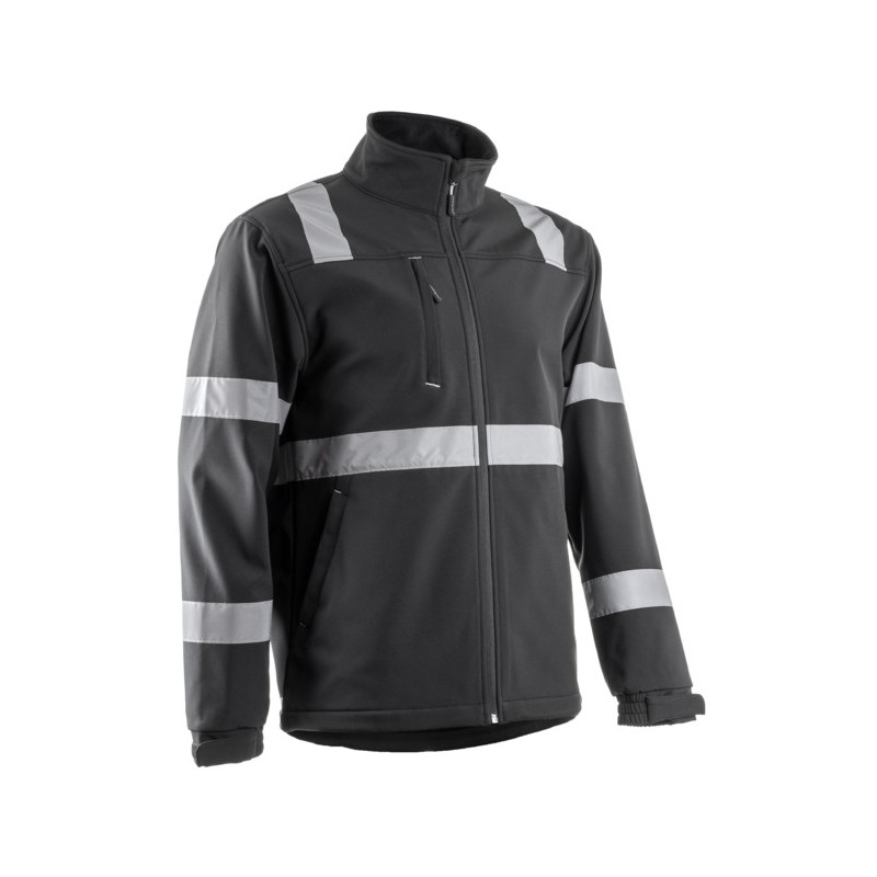 Veste Softshell - VIGILE - 100% PES + TPU membrane + Polaire 330g/m2 + Bandes - Noir - COVERGUARD | 5VIG010