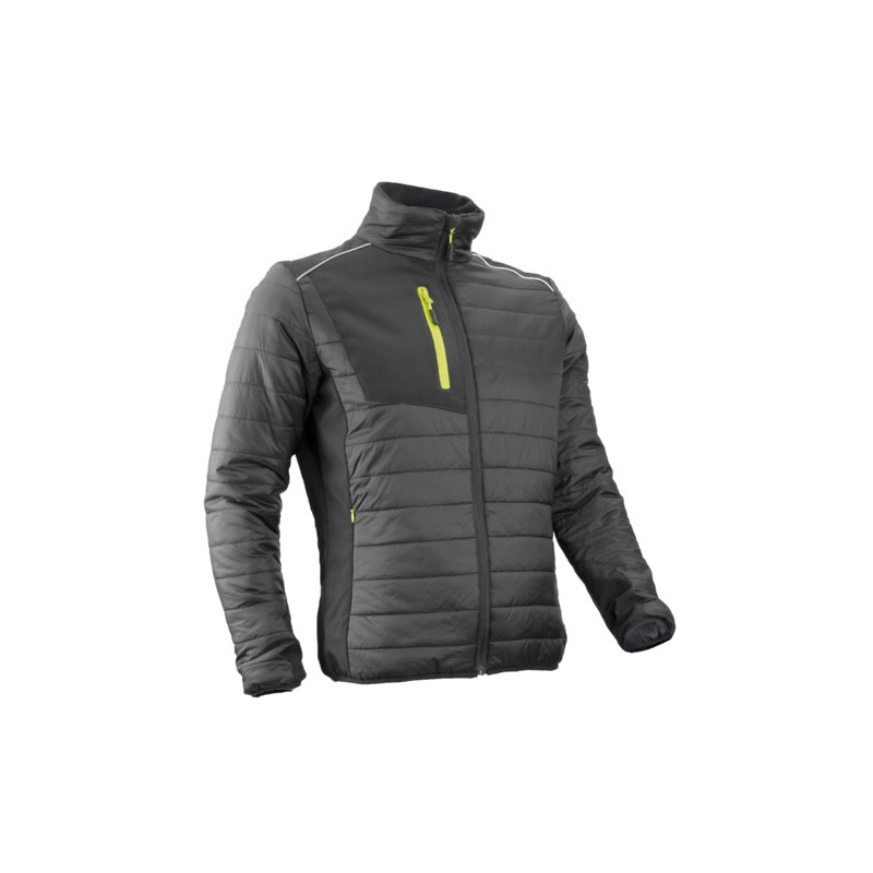 Veste thermique - SUMI - Ripstop 100% PA + Matelassage Sorona 100g/m2 + Softshell - Noir/Lime - COVERGUARD | 5SUM010