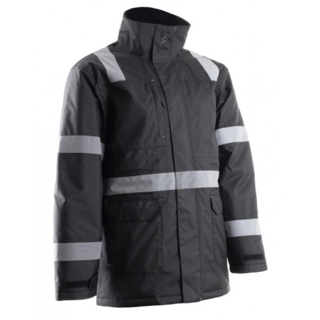Parka - SECURITE - 300D Oxford enduit PU 100% PES + Matelassage 160g/m2 + Bandes réflectives - Noir - COVERGUARD | 5SEC010