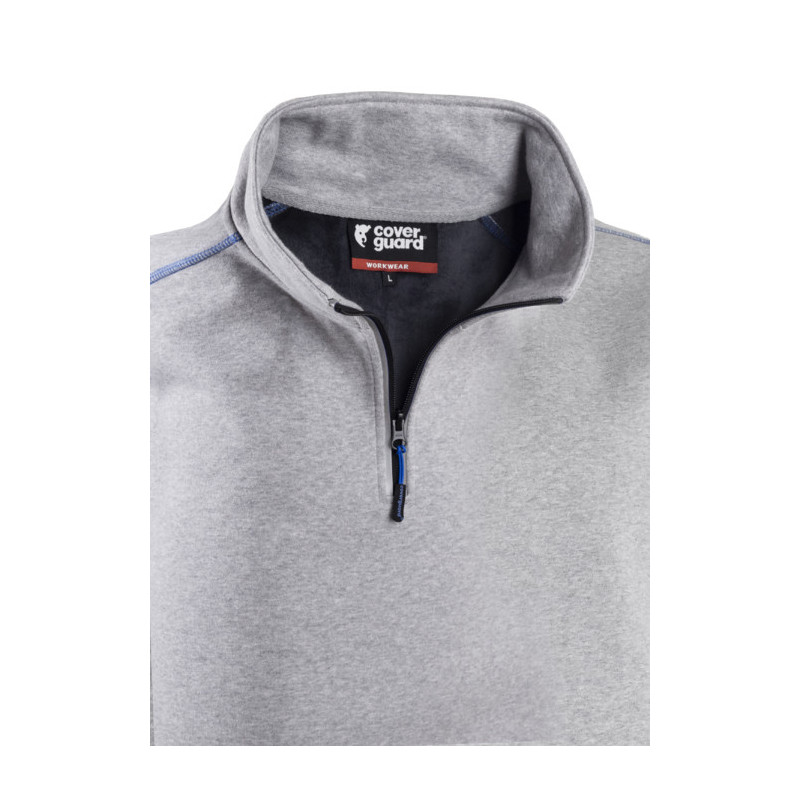Sweat - ORCKA - Molleton 70% CO/30% PES + TPU membrane + Micromink 520g/m2 - Gris chiné clair - COVERGUARD | 5ORC550
