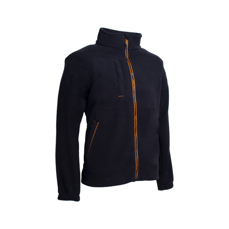 Veste - KOALA - Polaire 100% PES recyclé - 350g/m2 - Noir/Citrouille - COVERGUARD | 5KOA310