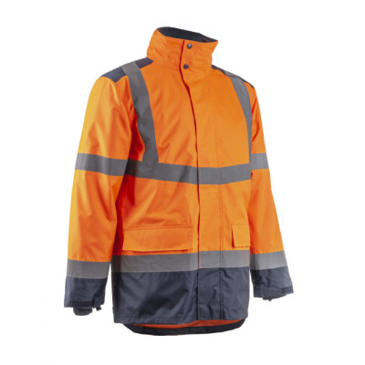 Parka de pluie - KAZAN - 300D Oxford 100% PES enduit PU + Doublure mesh - Orange HV/Marine - COVERGUARD | 5KAP170