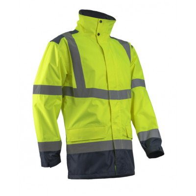 Parka de pluie - KAZAN - 300D Oxford 100% PES enduit PU + Doublure mesh - Jaune HV/Marine - COVERGUARD | 5KAP160
