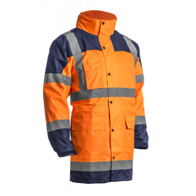 Parka de pluie - HYDRA - 300D Oxford 100% PES enduit PU + Doublure mesh - Orange HV/Marine - COVERGUARD | 5HYJ17