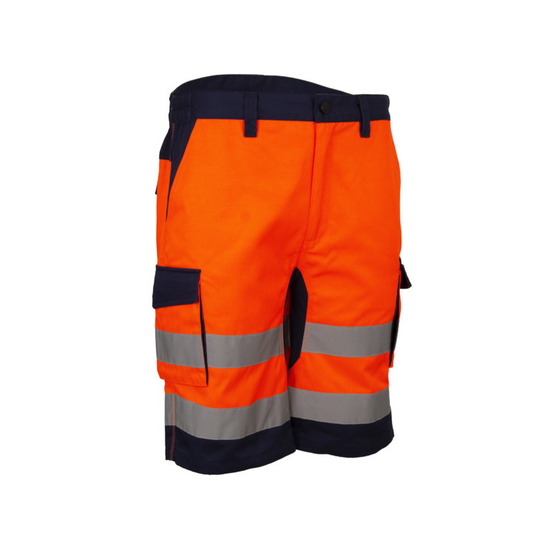 Bermuda - HIBANA - 60% CO/40% PES 270g/m2 + Stretch - Orange HV/Marine - COVERGUARD | 5HBS170
