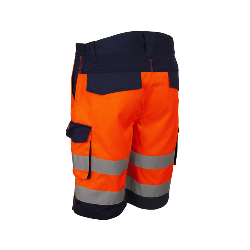 Bermuda - HIBANA - 60% CO/40% PES 270g/m2 + Stretch - Orange HV/Marine - COVERGUARD | 5HBS170