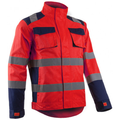 Veste - HIBANA - 60% CO/40% PES 270g/m2 + Stretch - Rouge HV/Marine - COVERGUARD | 5HBJ130