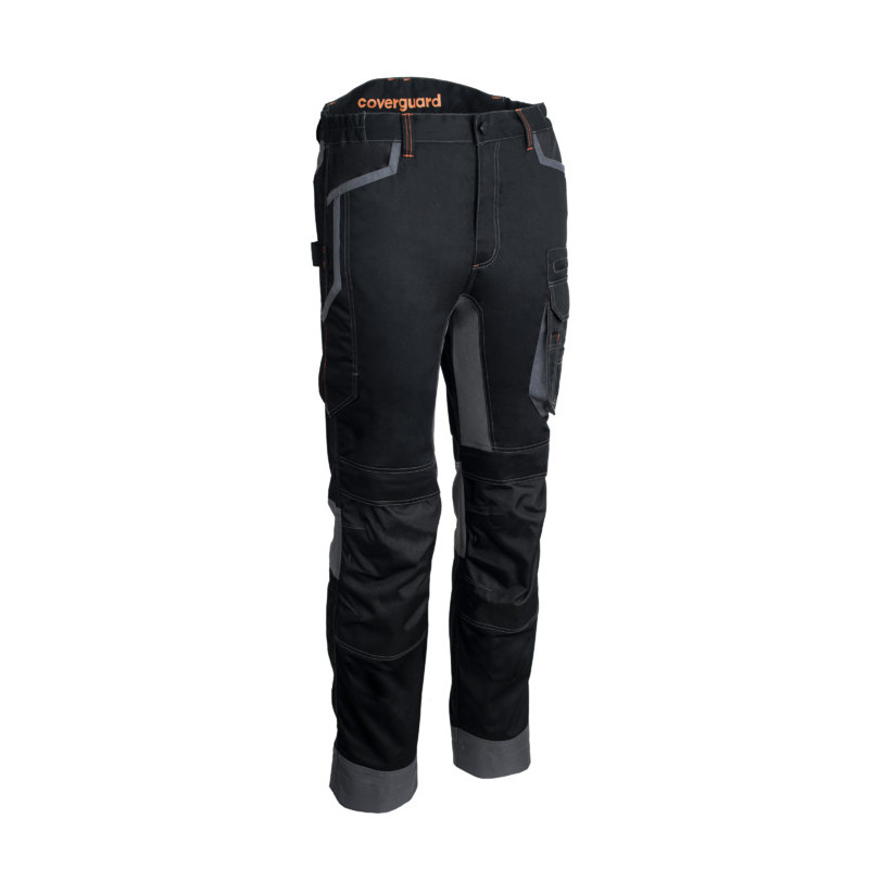 Pantalon - BARU - 60% CO/40% PES 270g/m2 + Stretch + Oxford - Noir/Citrouille - COVERGUARD | 5BRP010