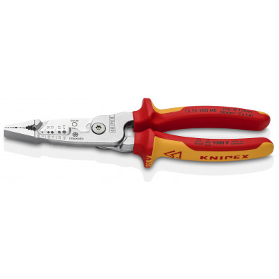 Pince multifonctions 5 en 1 - 200mm -  Saisit, coupe et dénude - Bimat - 1000V - KNIPEX | 1376200ME