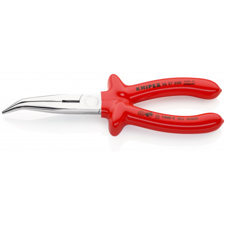Pince à becs demi-ronds 200mm coudés - Chromée - Gainage surmoulé - Isolée 1000V - KNIPEX | 2627200