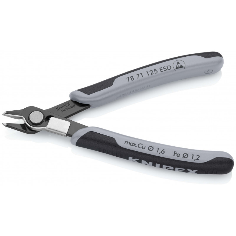 Pince coupante de précision Super Knips® 125mm Ressort - Bi-matière - ESD - KNIPEX | 7871125ESD