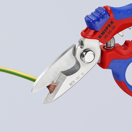 Ciseaux d'électricien - Fonction sertissage d'embouts - Oeillet antichute - KNIPEX | 950520SB