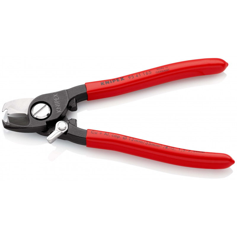 Coupe-câbles 165mm - Ø12mm/35mm² Cu/Al - Gainage PVC - Dénudage 1,5/2,5mm² - KNIPEX | 9541165