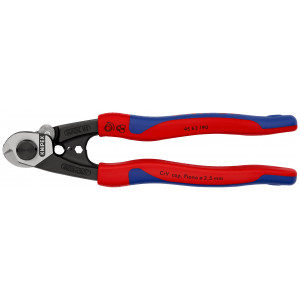 Coupe-câbles acier 190mm - Ø2,5-4-5-7mm - Gainage bi-matière - KNIPEX | 9562190SB