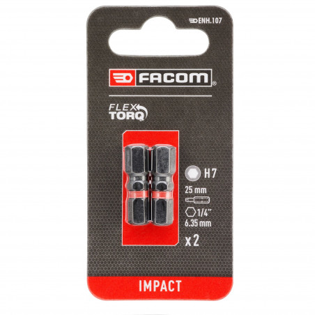 2 embouts 25 mm 6 pans 7 mm - Facom | ENH.107