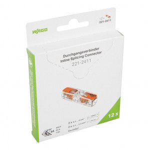 Borne WAGO 221 Inline 2x4mm² à leviers souple & rigide - Wago | 221-2411/995-012