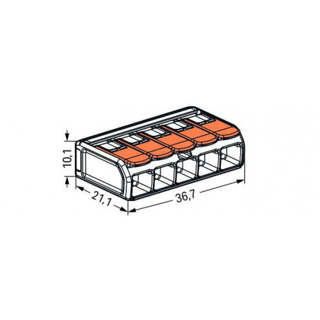 Borne WAGO 221 5x6mm² à leviers souple & rigide - Wago | 221-615