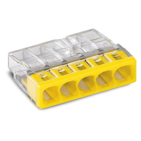 Borne WAGO 2273 - 5 x 0,5 à 2,5mm² Transp. / Jaune, Boîte de 20 - Wago | 2273-205