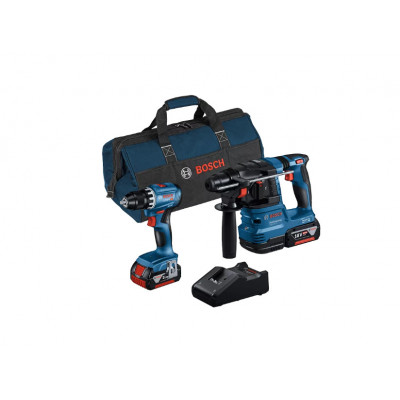COMBO KIT 2 OUTILS 18V : GSR 18V-45 + GBH 18V-22 + GBA 18V 2x4,0Ah + GAL 18V-40 - BOSCH | 0615A50038