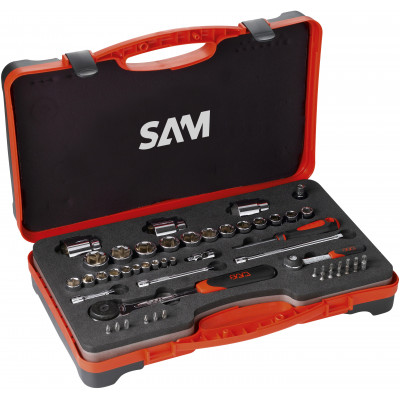 DOUILLES ET ACCESSOIRES 1/4'' ET 1/2'' - COFFRET DE 52 - SAM | 75-RS1