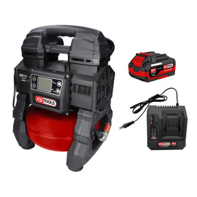 Compresseur portatif silencieux 5 L sur batterie avec une batterie 4 Ah et un chargeur KSTOOLS | 165.0816F-A1